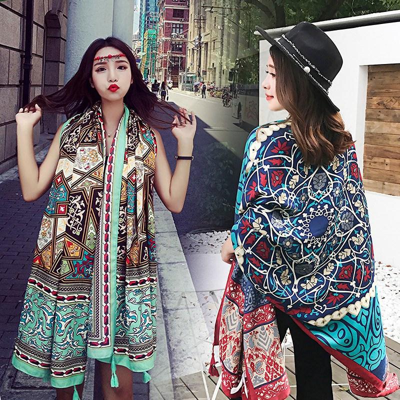 Wholesale Cotton Linen Seaside Oversized Sunscreen Silk Scarf